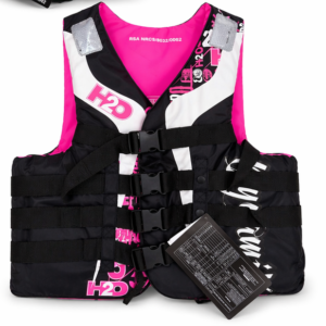 4 BUCKLE NYLON LIFE JACKET - L-PINK